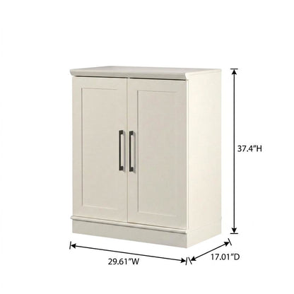 White Finish 37-inch High Storage Cabinet with Base Design