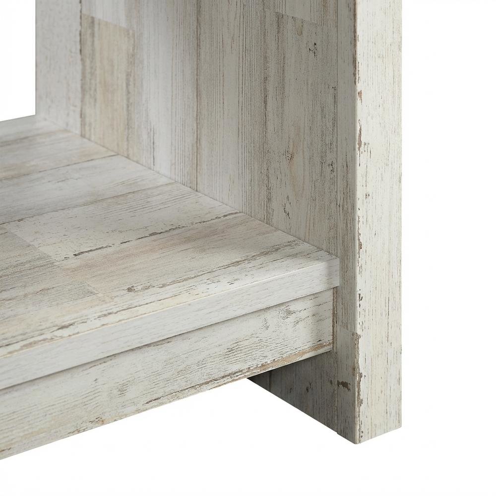 White Finish Nightstand with Rectangle Shape and Rustic Style