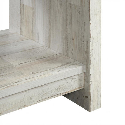White Finish Nightstand with Rectangle Shape and Rustic Style