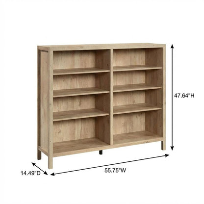 Rustic Oak Finish Bookcase with Coastal Style and Easy Storage