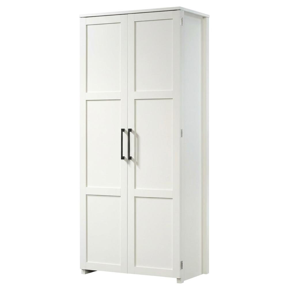 White Finish Storage Cabinet With Spacious Interior And Modern Design