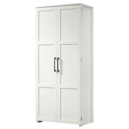 White Finish Storage Cabinet With Spacious Interior And Modern Design