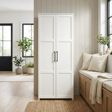 White Finish Storage Cabinet With Spacious Interior And Modern Design