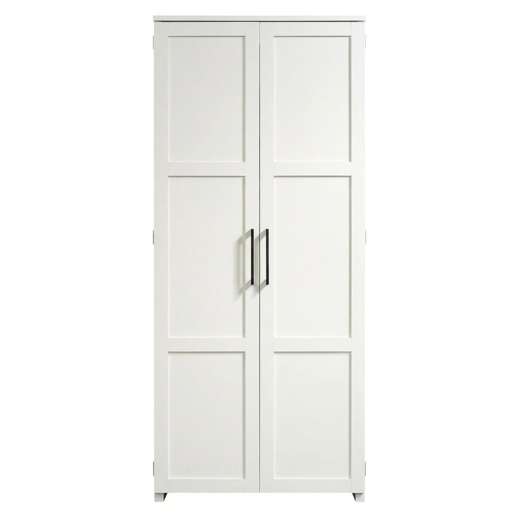 White Finish Storage Cabinet With Spacious Interior And Modern Design