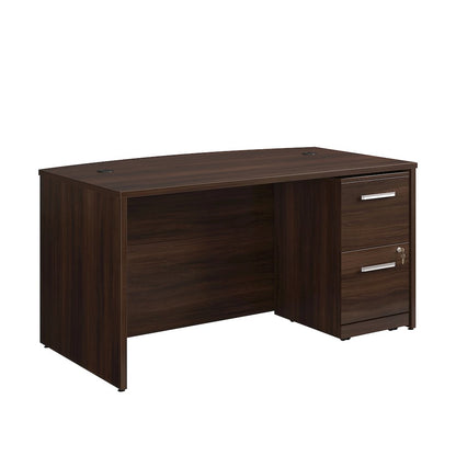 Affirm 60" x 35" 2-File Single Ped Bowfront Desk, Noble Elm Finish