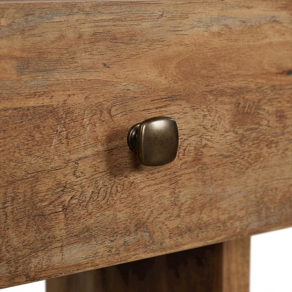 Sindoori Mango Finish Night Stand with Bohemian and Transitional Style
