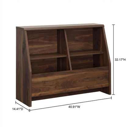 Walnut Finish Bookcase, Rectangular Shape and Bohemian, Mid-century Modern Style