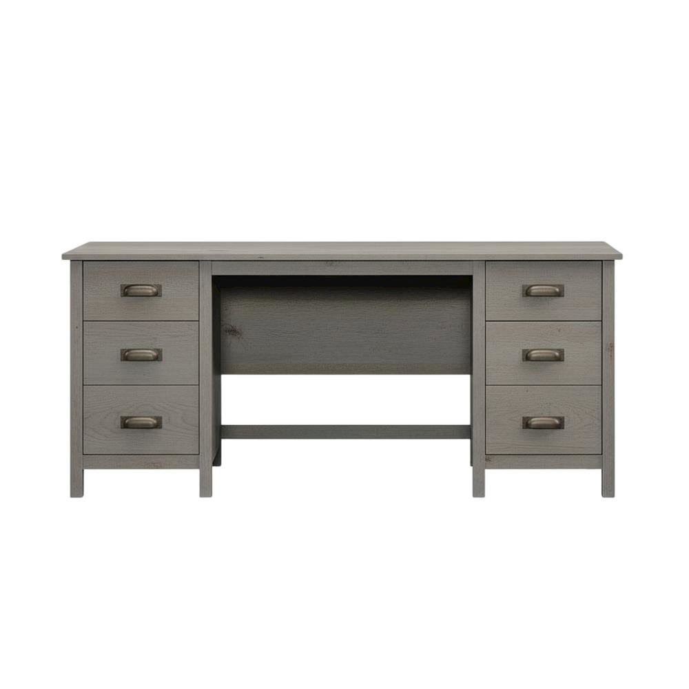 Modern L-Shaped Desk, Mystic Oak Finish, Rectangular Design, Spacious Surface
