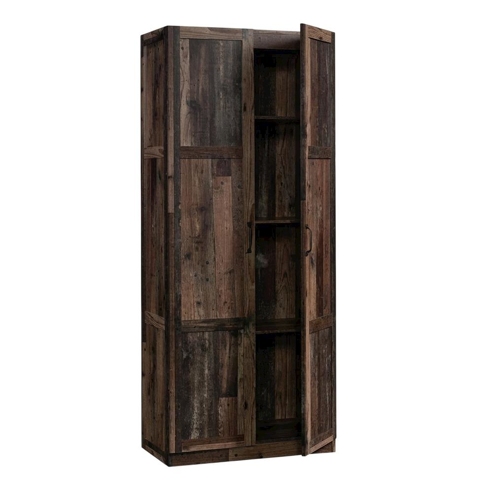 Rustic Brown Storage Cabinet With Reclaimed Pine Finish, Rectangular Design