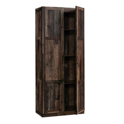 Rustic Brown Storage Cabinet With Reclaimed Pine Finish, Rectangular Design