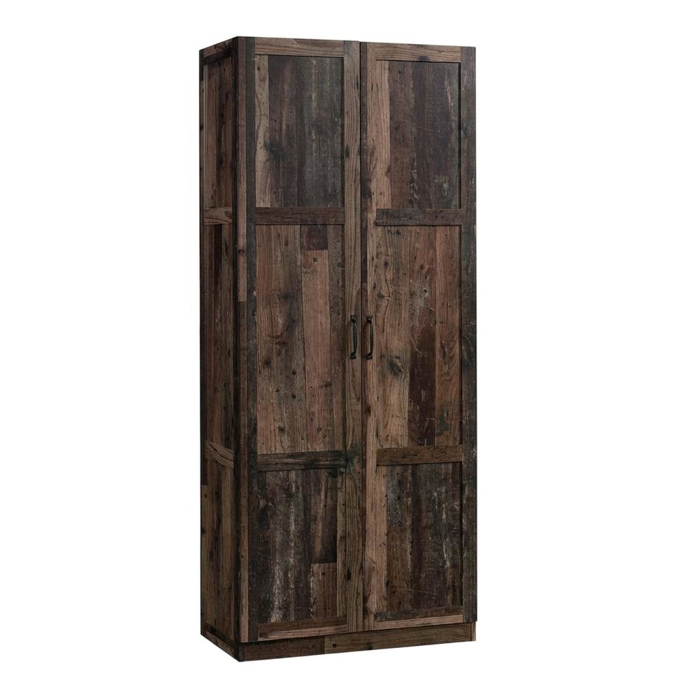 Rustic Brown Storage Cabinet With Reclaimed Pine Finish, Rectangular Design