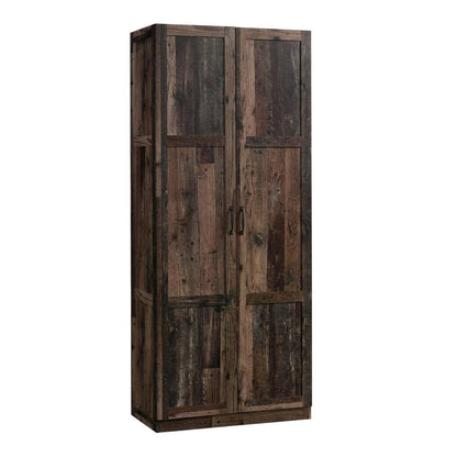 Rustic Brown Storage Cabinet With Reclaimed Pine Finish, Rectangular Design