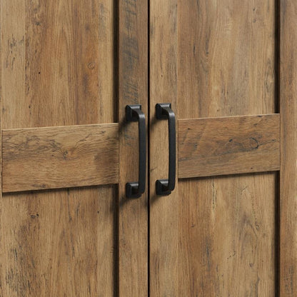 Rustic Pine Finish Storage Cabinet With Country Style And Sturdy Construction