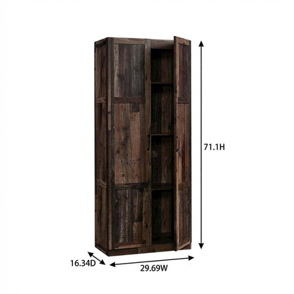 Rustic Brown Storage Cabinet With Reclaimed Pine Finish, Rectangular Design