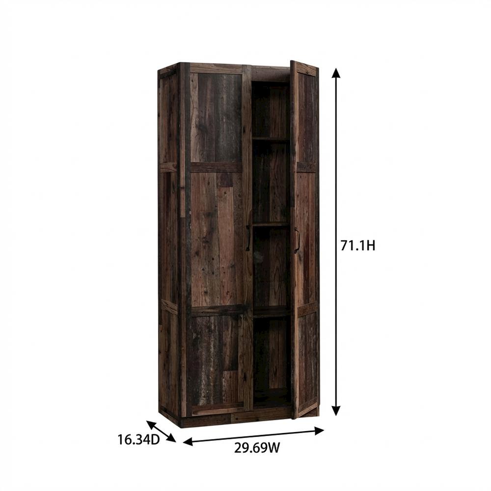 Rustic Brown Storage Cabinet With Reclaimed Pine Finish, Rectangular Design