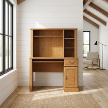 Traditional Brown Desk with Hutch, Rectangle Style, Sturdy Wood Finish