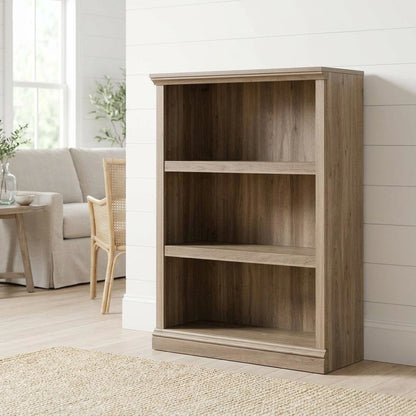 Salt oak finish storage bookcase with versatile shelving for home or office use