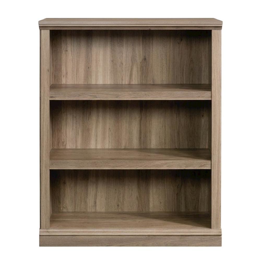 Salt oak finish storage bookcase with versatile shelving for home or office use