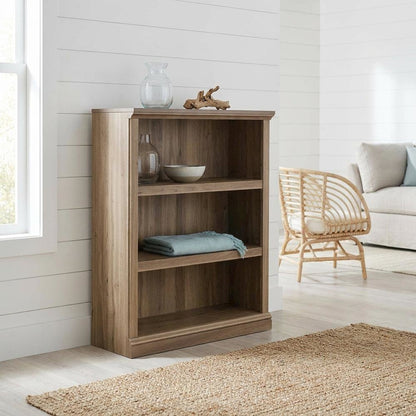 Salt oak finish storage bookcase with versatile shelving for home or office use