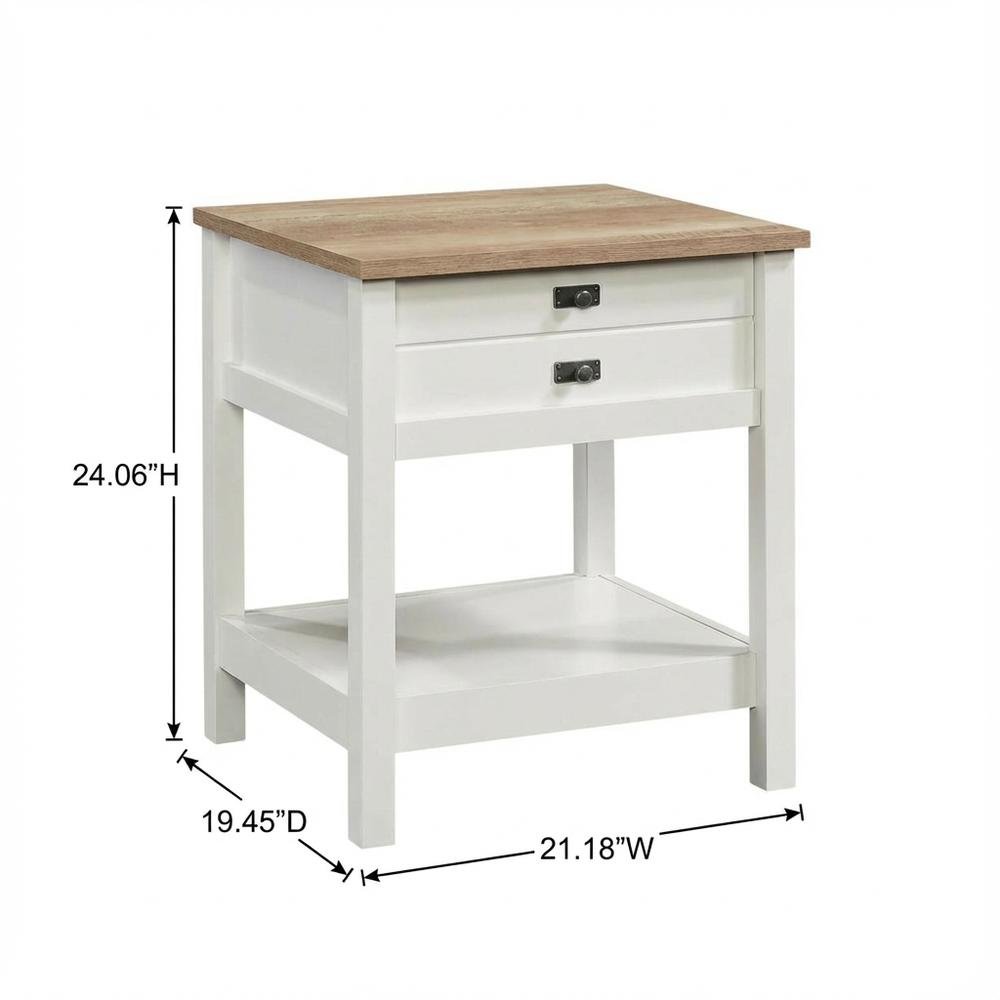 Soft White Finish Nightstand with Coastal Cottage and Modern Farmhouse Style