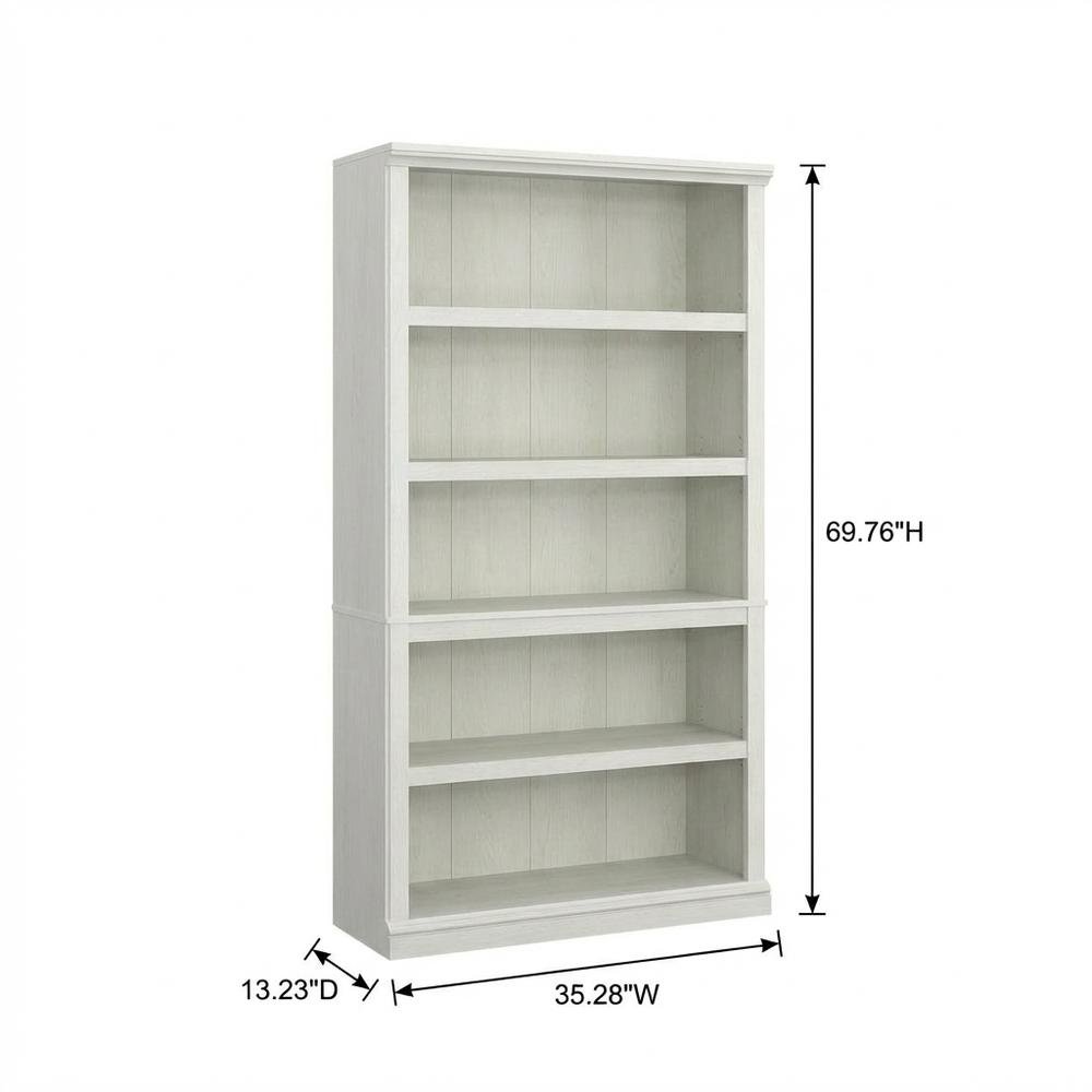 White storage bookcase with spacious shelves and modern design