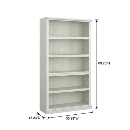 White storage bookcase with spacious shelves and modern design