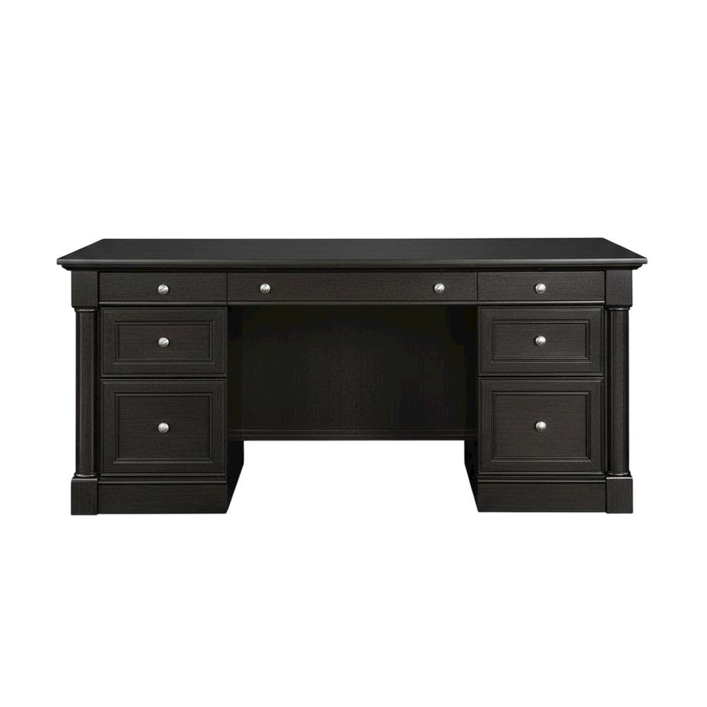 Wood Executive Desk With Wind Oak Finish And Traditional Style