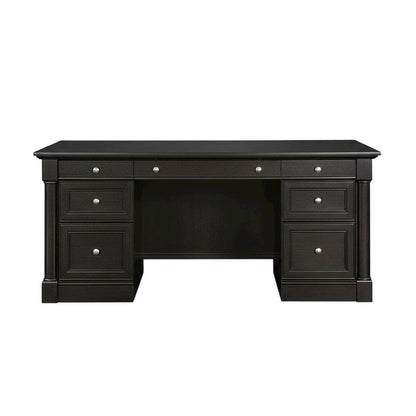 Wood Executive Desk With Wind Oak Finish And Traditional Style