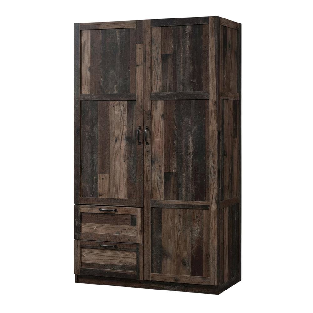 Rustic Brown Storage Armoire With Reclaimed Pine Finish
