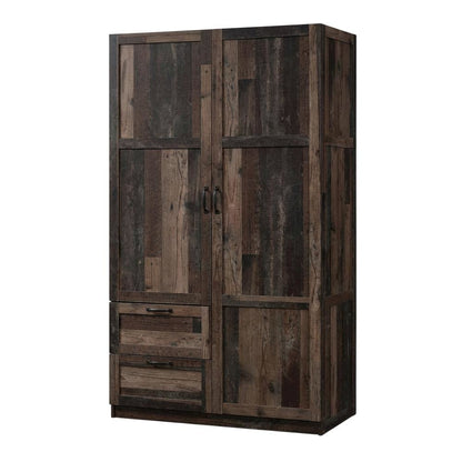 Rustic Brown Storage Armoire With Reclaimed Pine Finish