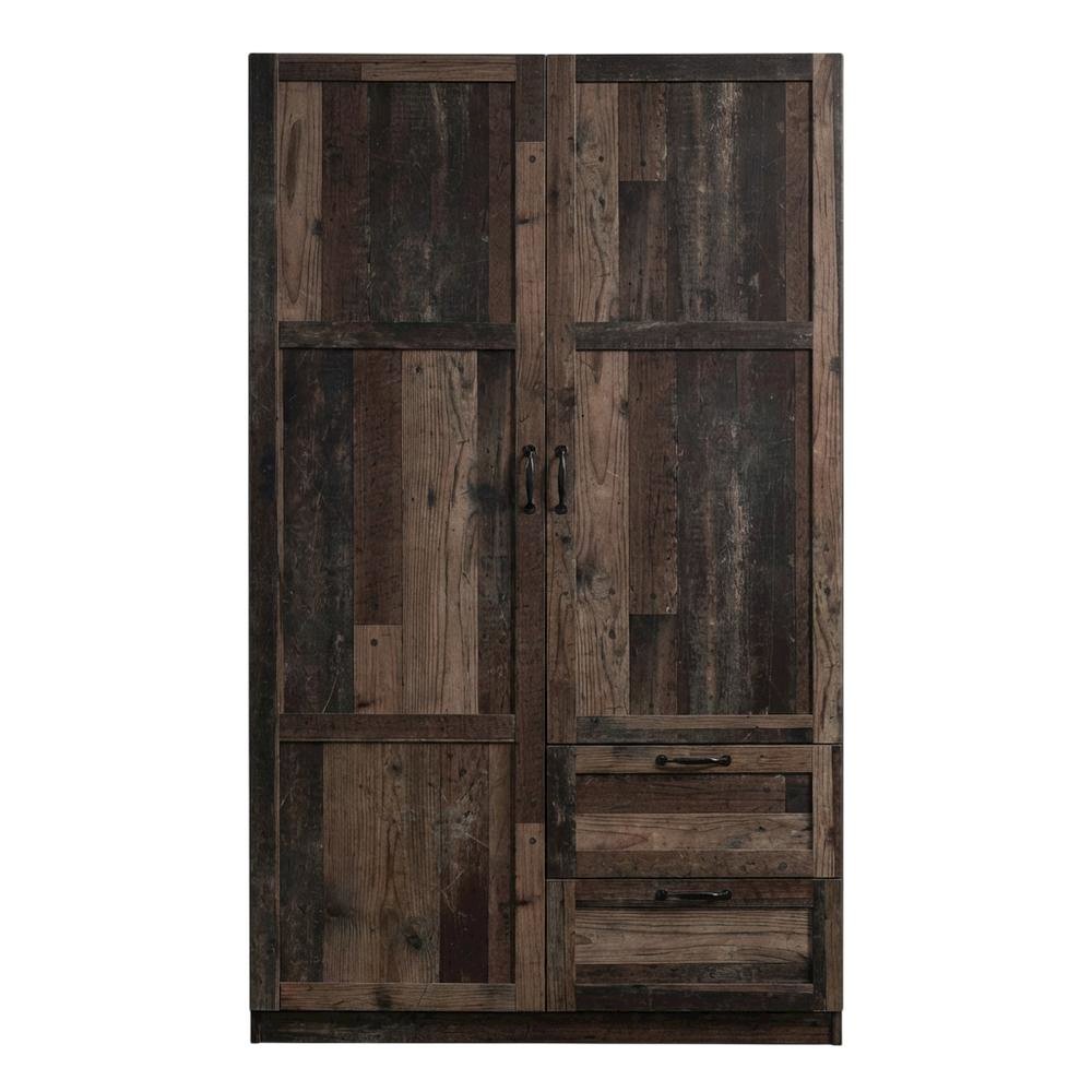 Rustic Brown Storage Armoire With Reclaimed Pine Finish
