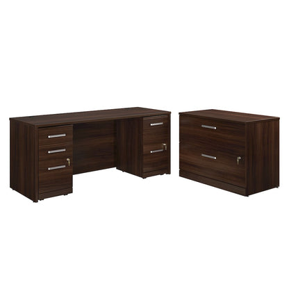 Affirm 72x24 Shl 3&2 Drawer Pedestal LAT Ste, Noble Elm Finish