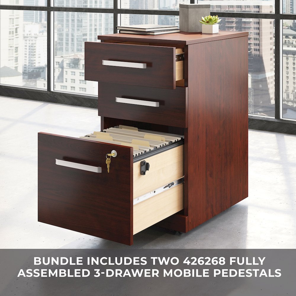 Affirm 60" Bow, 3-Drawer Pedestal (X2), Classic Cherry Finish