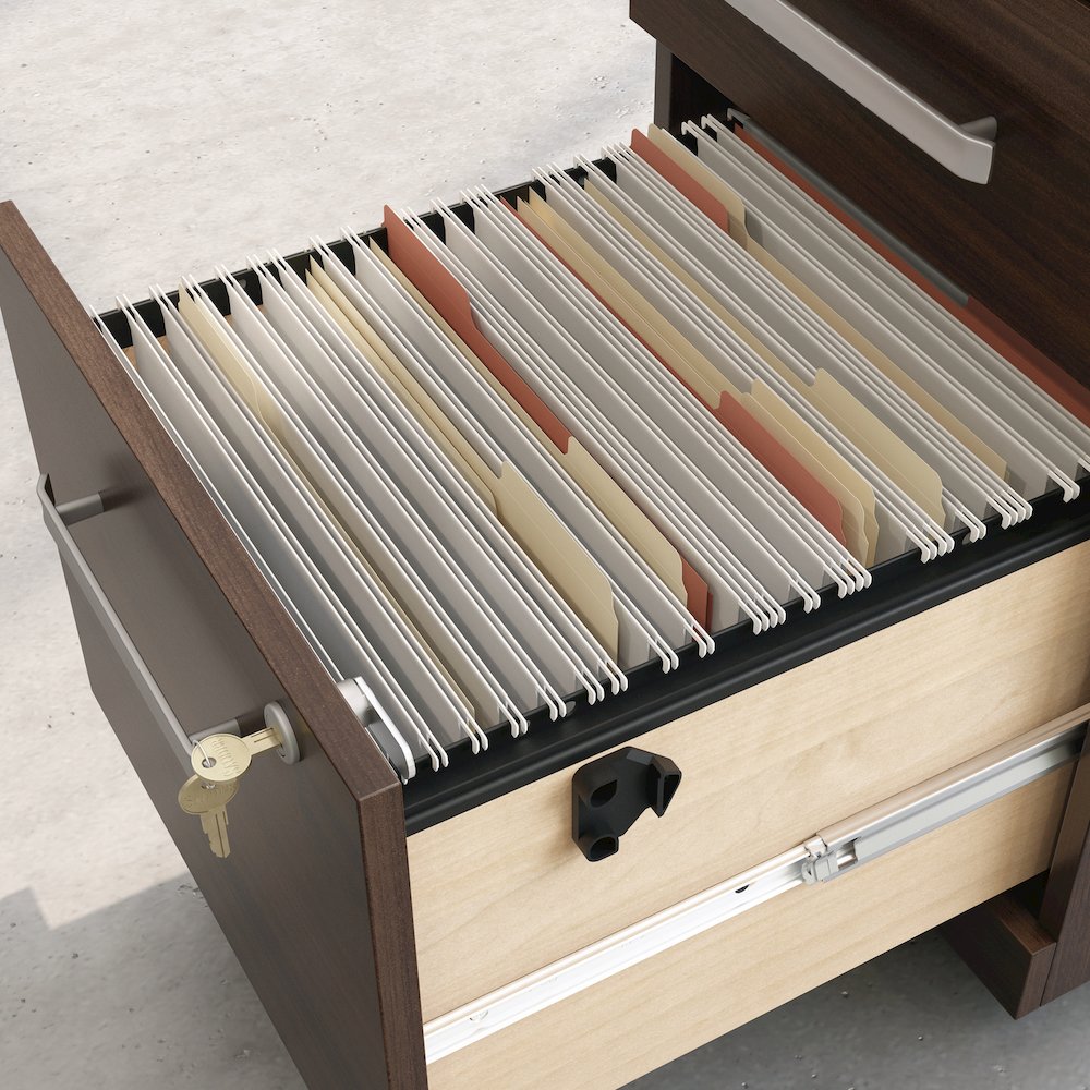 Affirm 72x30 Shell 3 Drawer Pedestal Ste, Noble Elm Finish