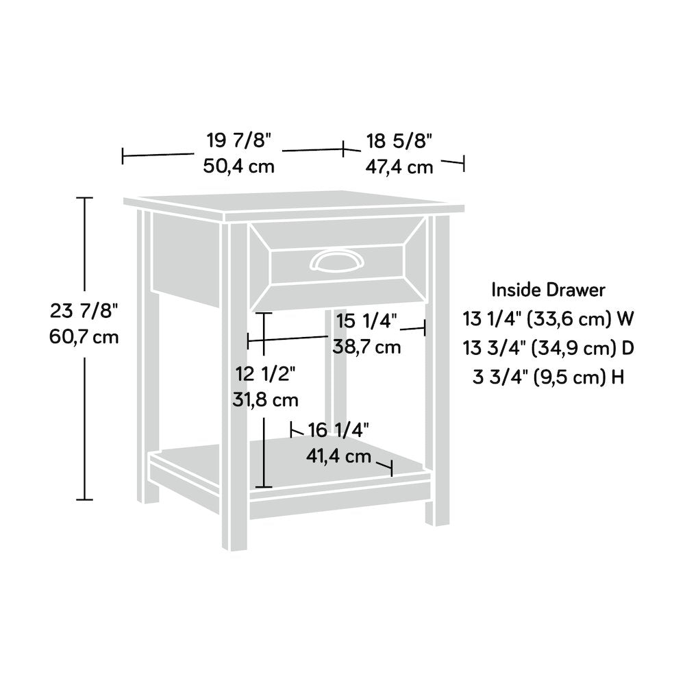 County Line Side Table/Night Stand, Salt Oak finish