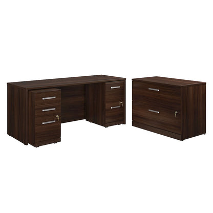 Affirm 72x24 Shl 3&2 Drawer Pedestal LAT Ste, Noble Elm Finish