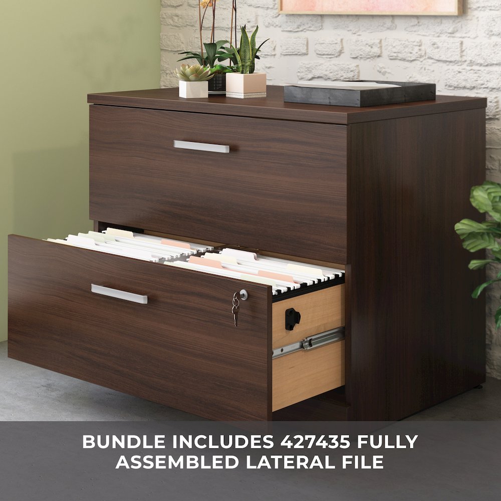Affirm 72x24 Shl 3&2 Drawer Pedestal LAT Ste, Noble Elm Finish