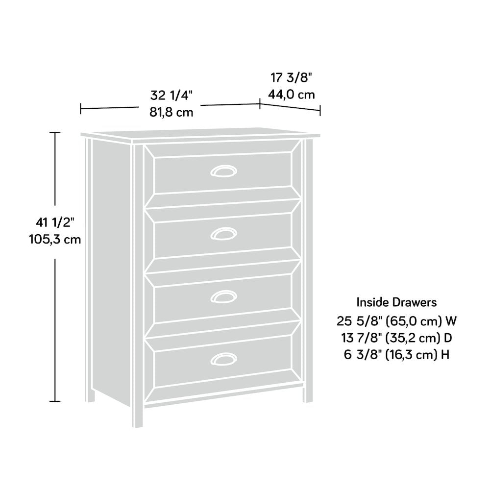 County Line 4 Drawer Chest, Salt Oak finish