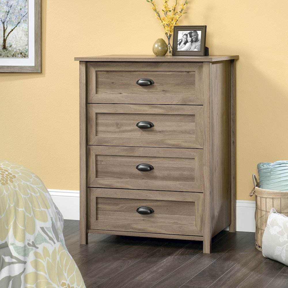 County Line 4 Drawer Chest, Salt Oak finish