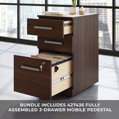 Affirm 60" x 35" 1-File Single Ped Bowfront Desk, Noble Elm Finish