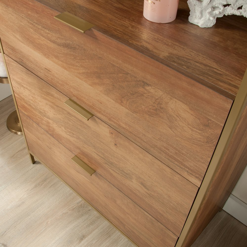 Bedroom 3- Drawer Dresser with Shelves, Sindoori Mango Finish