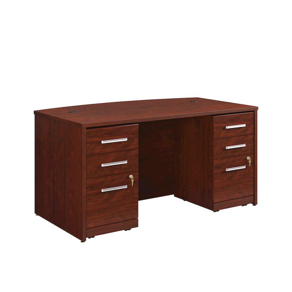 Affirm 60" Bow, 3-Drawer Pedestal (X2), Classic Cherry Finish
