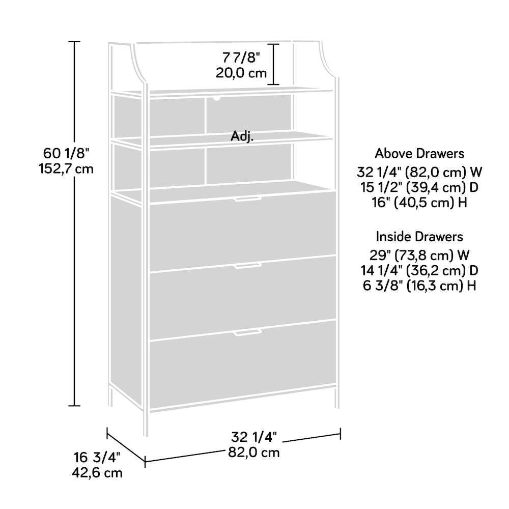 Bedroom 3- Drawer Dresser with Shelves, Sindoori Mango Finish