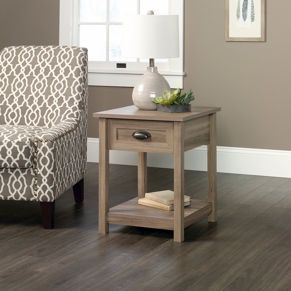 County Line Side Table/Night Stand, Salt Oak finish