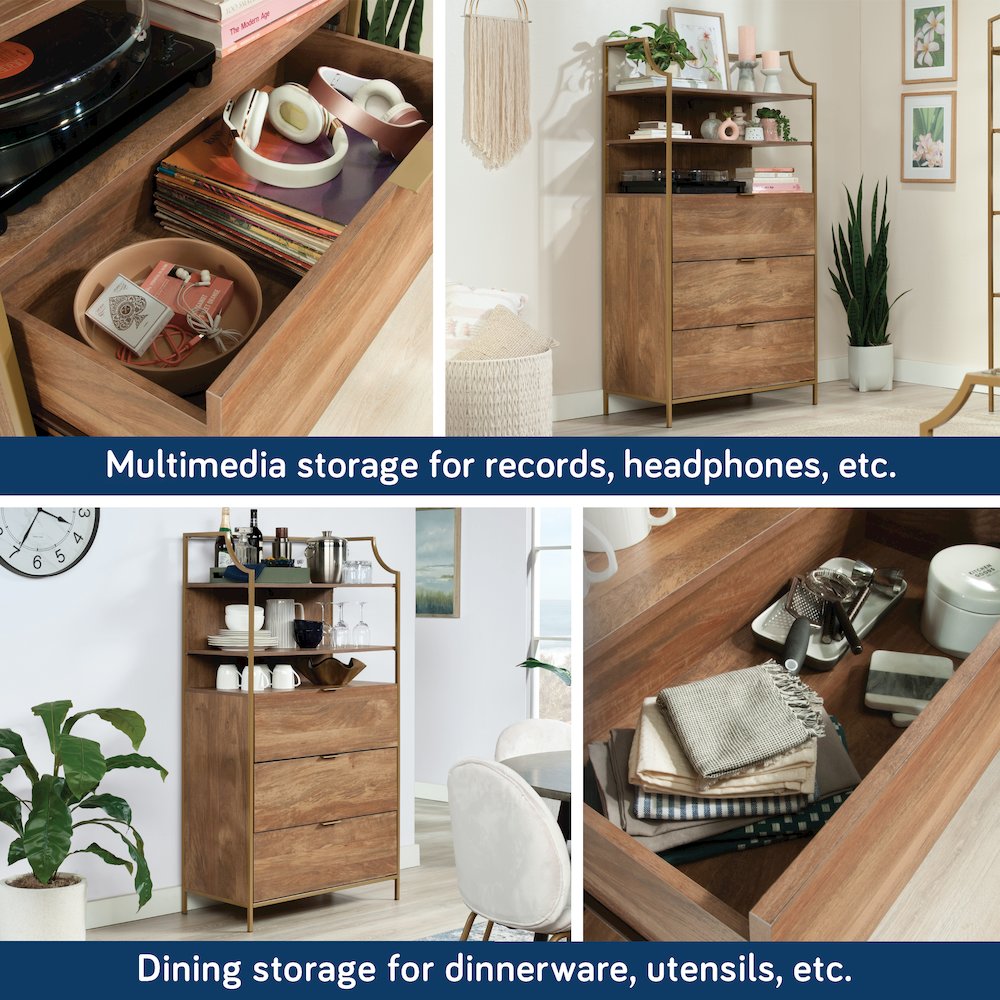 Bedroom 3- Drawer Dresser with Shelves, Sindoori Mango Finish