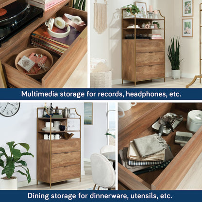 Bedroom 3- Drawer Dresser with Shelves, Sindoori Mango Finish