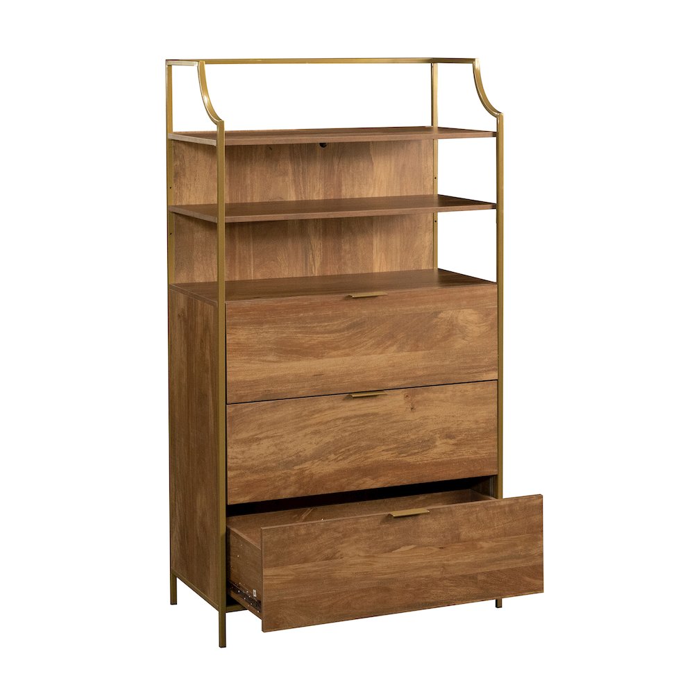 Bedroom 3- Drawer Dresser with Shelves, Sindoori Mango Finish