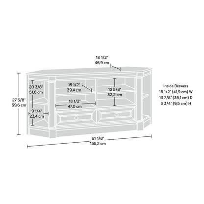 Palladia Corner TV Stand Console Entertainment Credenza, in Glacier Oak