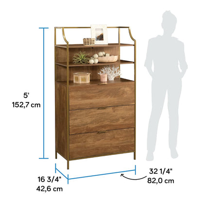 Bedroom 3- Drawer Dresser with Shelves, Sindoori Mango Finish