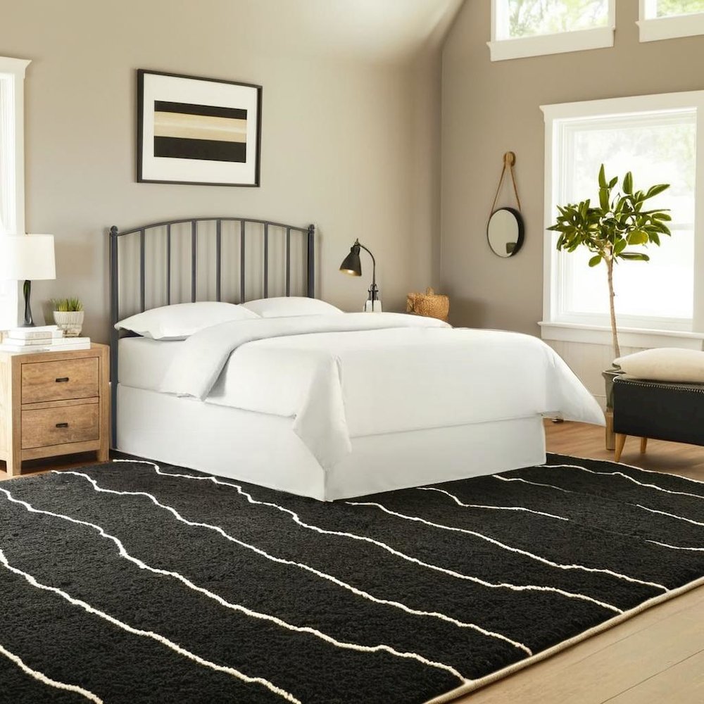 Stylish Black Steel Headboard Featuring Modern Farmhouse Design for King Beds